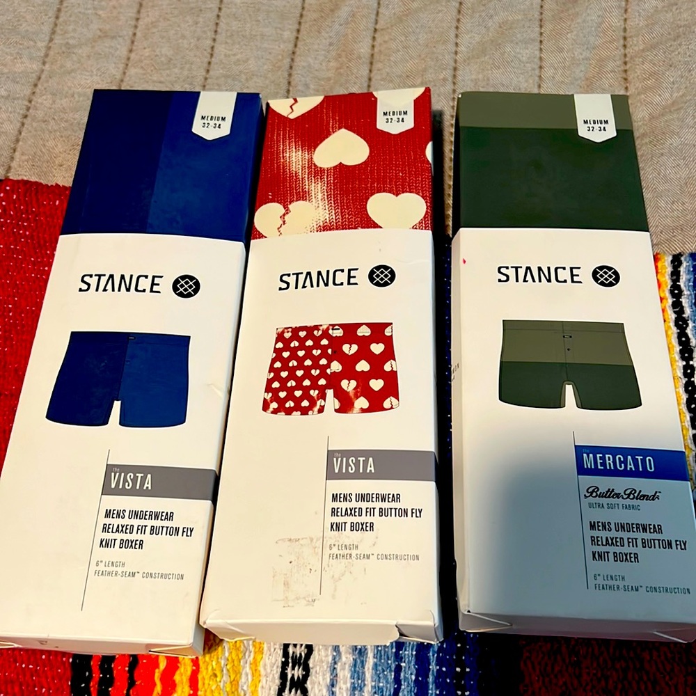 Stance Knit Boxers Underwear. Size Med. Lot of 3 pairs.